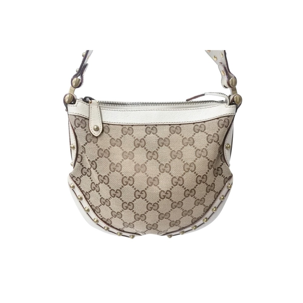 Gucci Line GG Leather Canvas Sherry One Beige Brown Hobo Bag Shoulder